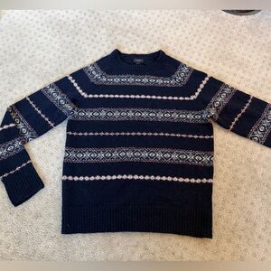 J. Crew Men’s Lambswool Crewneck Sweater | Fair Isle Navy, Small